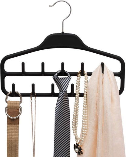 Clothing Closet Organizer with 11 Non-Slip Hooks 360 degrees Rotatable Black V1258-DP02-BOL-725
