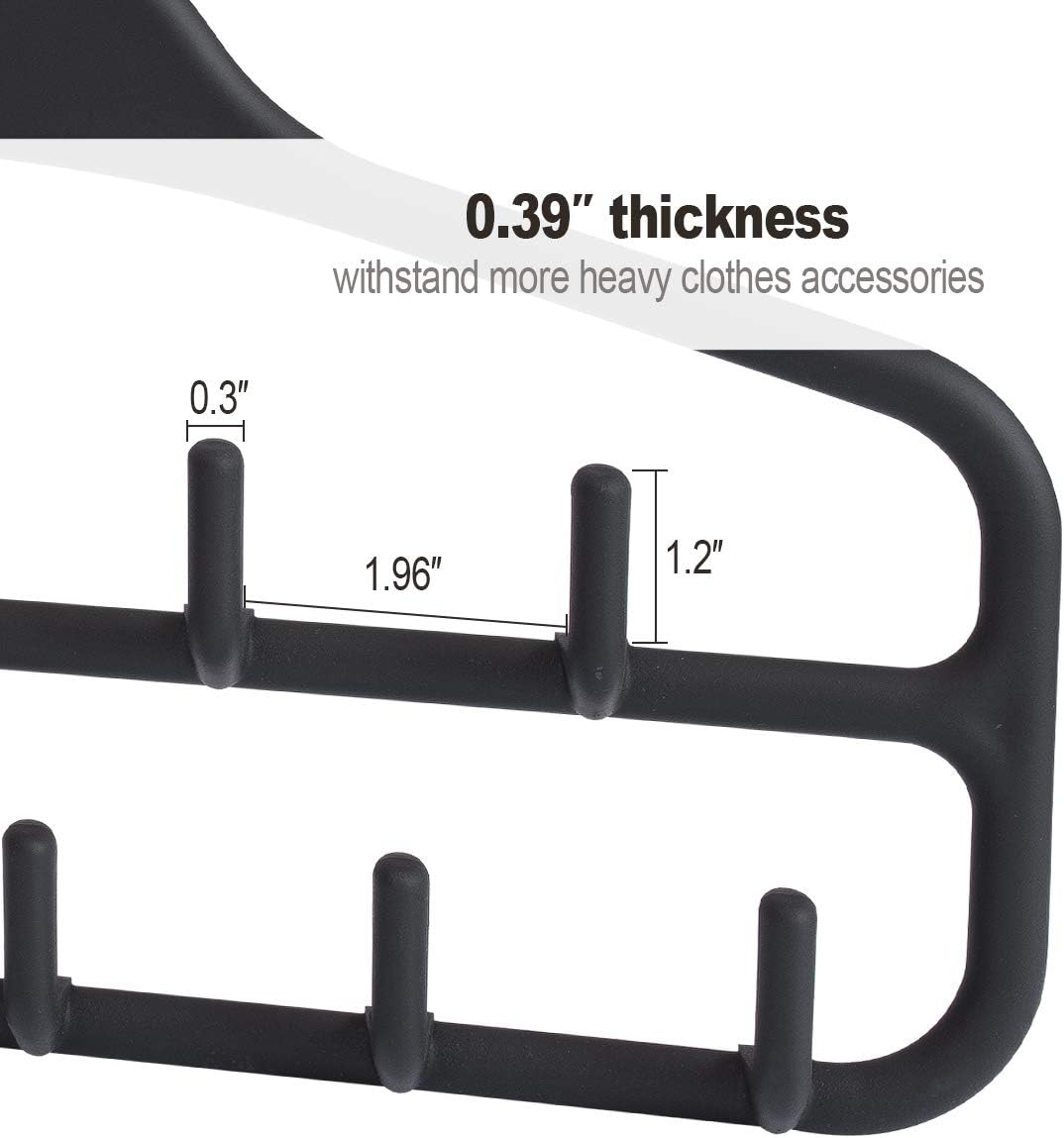 Clothing Closet Organizer with 11 Non-Slip Hooks 360 degrees Rotatable Black V1258-DP02-BOL-725
