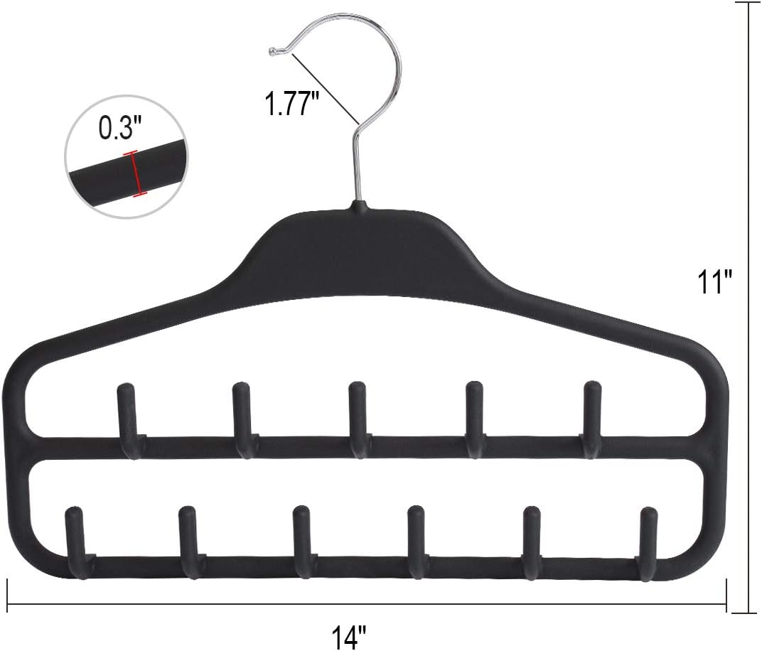 Clothing Closet Organizer with 11 Non-Slip Hooks 360 degrees Rotatable Black V1258-DP02-BOL-725