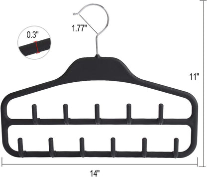 Clothing Closet Organizer with 11 Non-Slip Hooks 360 degrees Rotatable Black V1258-DP02-BOL-725