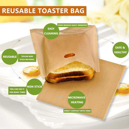 10 Reusable Toaster Bags Non-Stick Toast Pockets for Bread Toaster Grill Contact Grill V1258-DP02-BOL-726