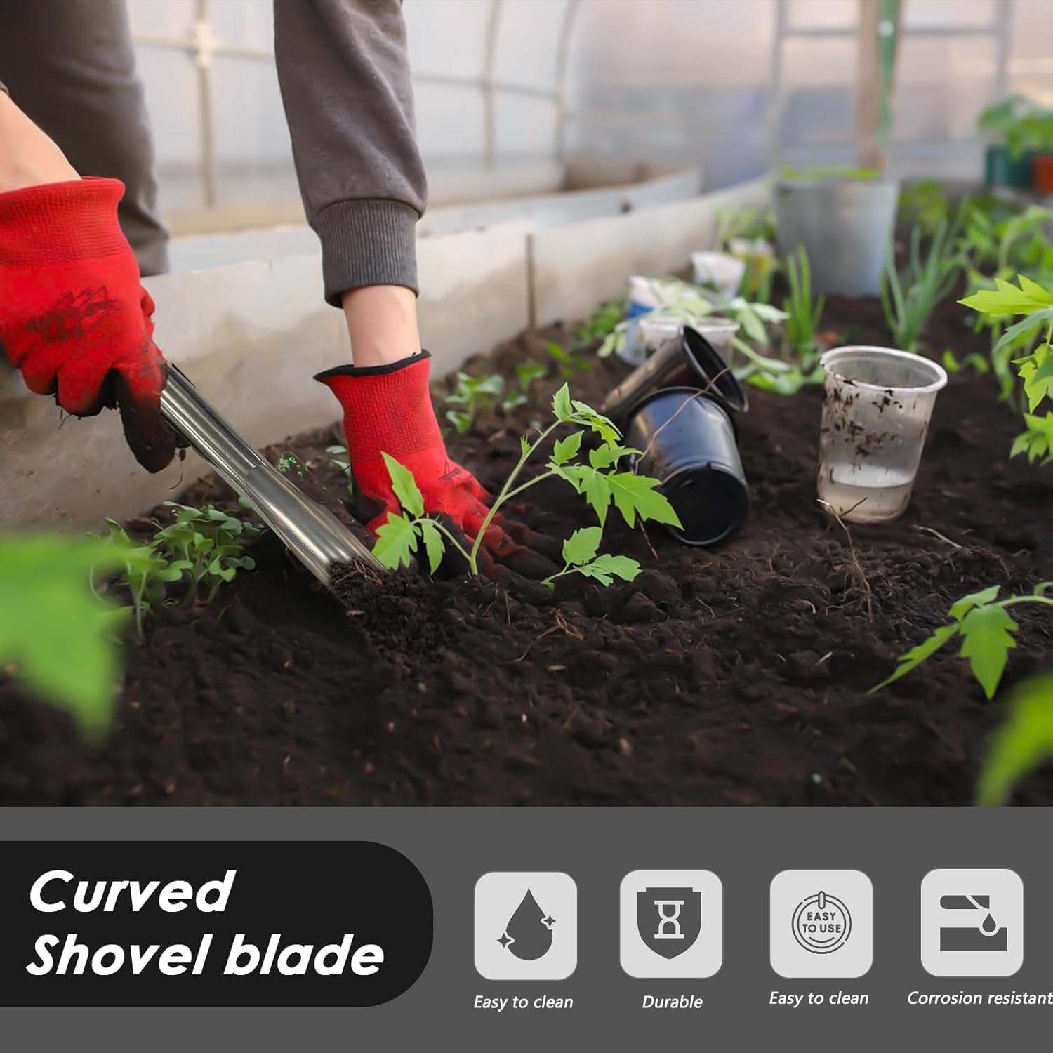 2 Pack Ergonomic Garden & Beach Shovel - Heavy Duty Gardening Tool for Kids and Adults V1258-DP02-BOL-727