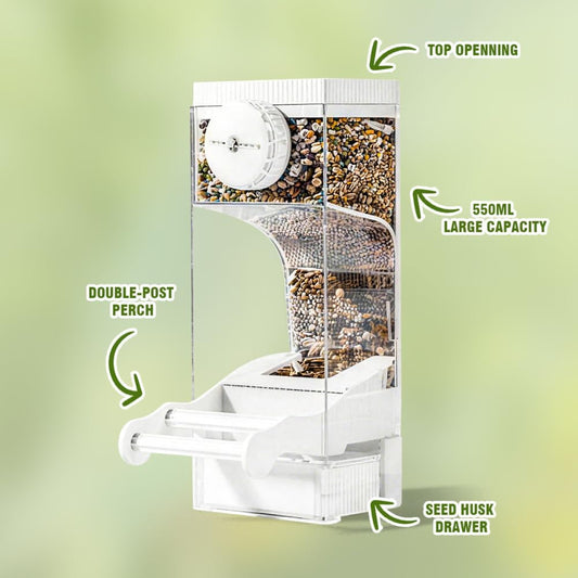 Automatic Bird Feeder for Parakeets, Cockatiels & Canaries with Convenient Seed Catcher Tray Yellow V1258-DP02-BOL-730