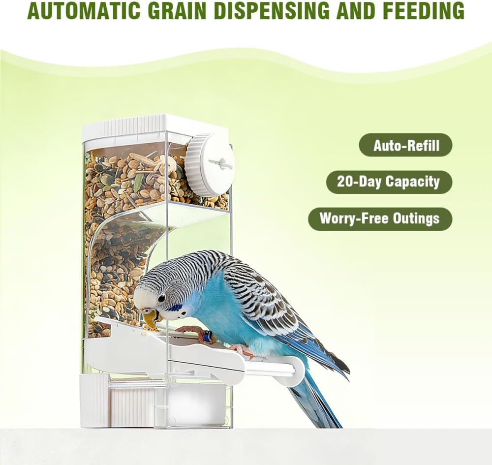 Automatic Bird Feeder for Parakeets, Cockatiels & Canaries with Convenient Seed Catcher Tray Yellow V1258-DP02-BOL-730