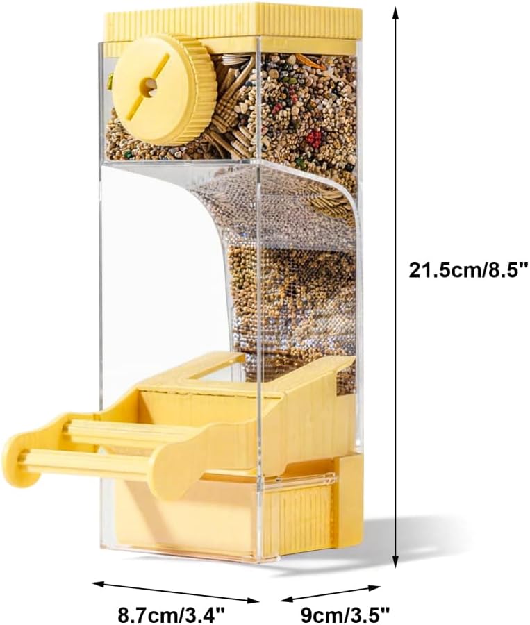 Automatic Bird Feeder for Parakeets, Cockatiels & Canaries with Convenient Seed Catcher Tray Yellow V1258-DP02-BOL-730