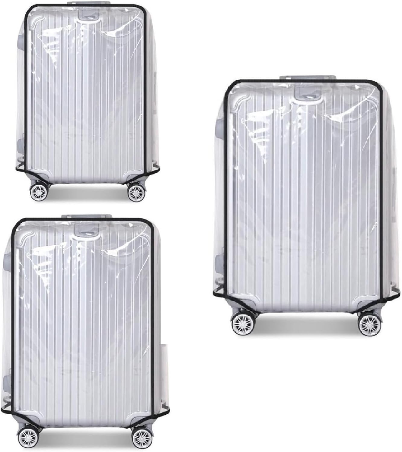 3 Pack Transparent PVC Suitcase Cover - Waterproof Luggage Protector with Velcro Closure for 20 24 28 Inch V1258-DP02-BOL-733