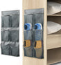 Hanging Shoe Organizer Over Door 2 Pack 6 Large Pockets No Drill Storage Solution Grey V1258-DP02-BOL-734