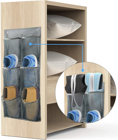 Hanging Shoe Organizer Over Door 2 Pack 6 Large Pockets No Drill Storage Solution Grey V1258-DP02-BOL-734