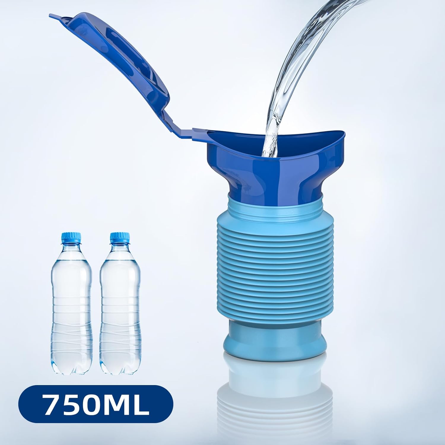 Foldable Emergency Urinal for Car Camping Travel Unisex Leakproof Reusable 750ml Blue V1258-DP02-BOL-735