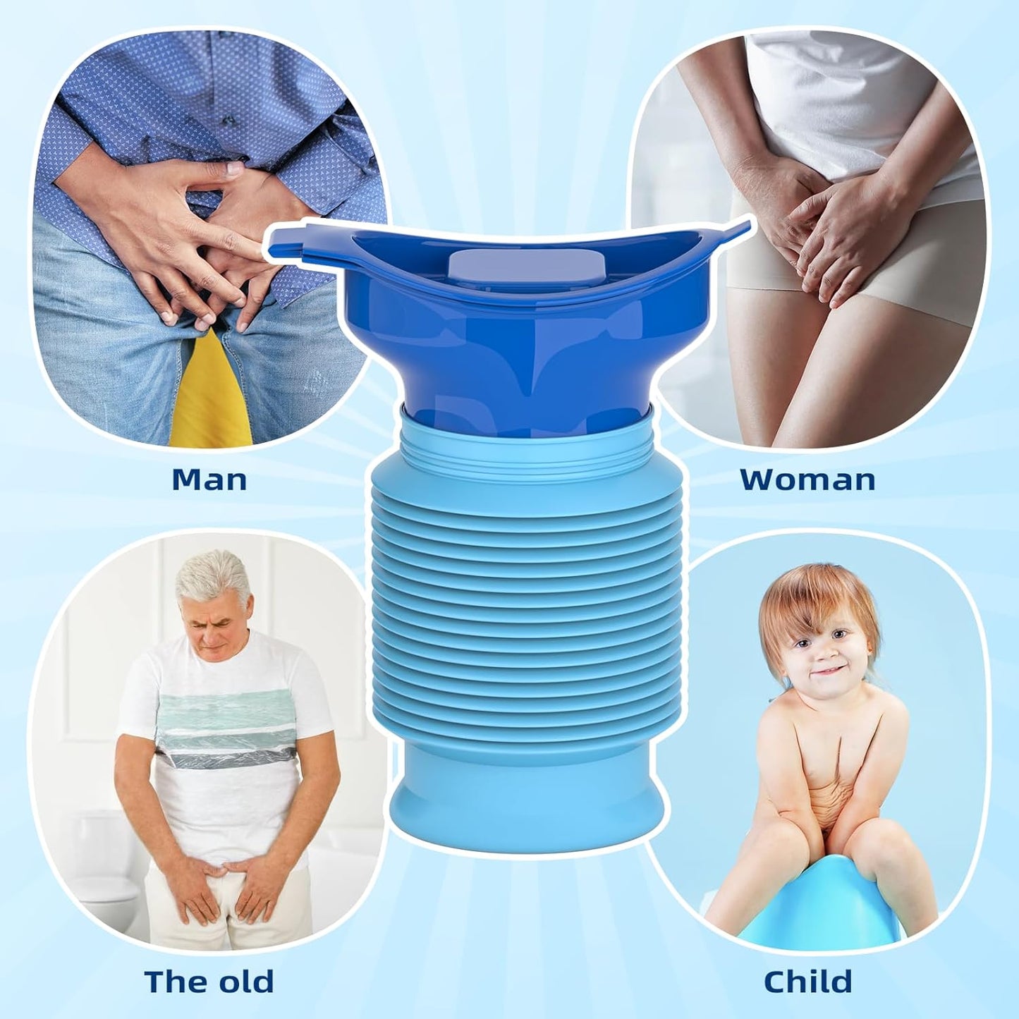 Foldable Emergency Urinal for Car Camping Travel Unisex Leakproof Reusable 750ml Blue V1258-DP02-BOL-735