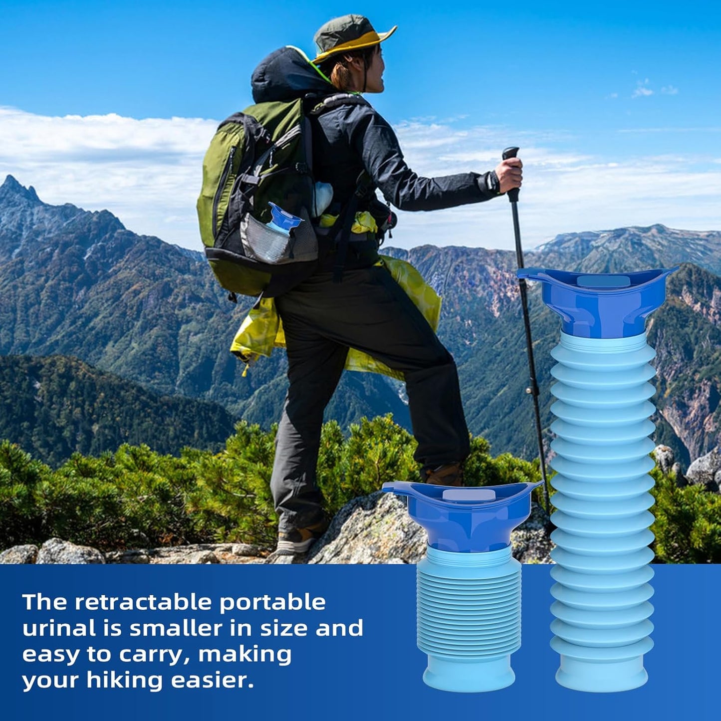 Foldable Emergency Urinal for Car Camping Travel Unisex Leakproof Reusable 750ml Blue V1258-DP02-BOL-735