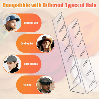 Acrylic Hat Organizer for 7 Hats No Drilling Required Transparent Hat Holder Gift for Men V1258-DP02-BOL-738