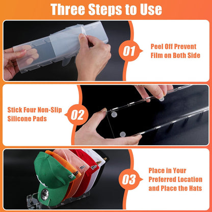 Acrylic Hat Organizer for 7 Hats No Drilling Required Transparent Hat Holder Gift for Men V1258-DP02-BOL-738