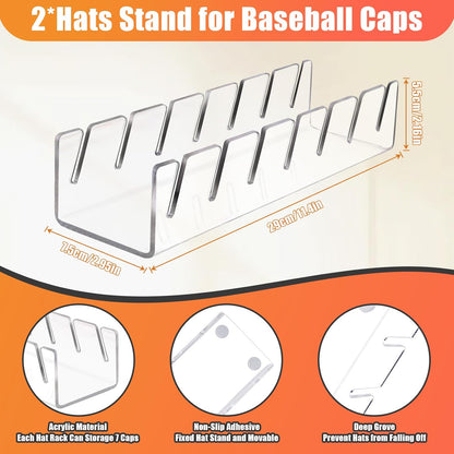 Acrylic Hat Organizer for 7 Hats No Drilling Required Transparent Hat Holder Gift for Men V1258-DP02-BOL-738