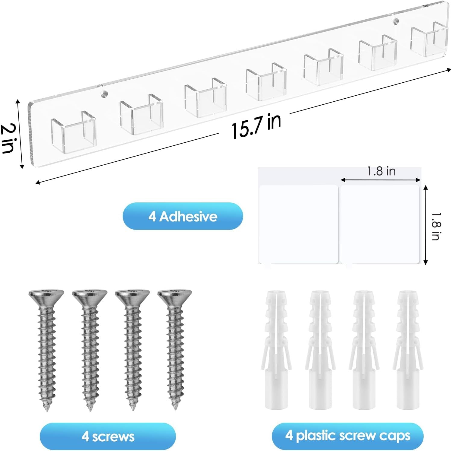 Wall Mounted Sunglasses Organizer Set of 2 Acrylic Rack Holds 14 Glasses No Drill Hanging System Transparent V1258-DP02-BOL-739