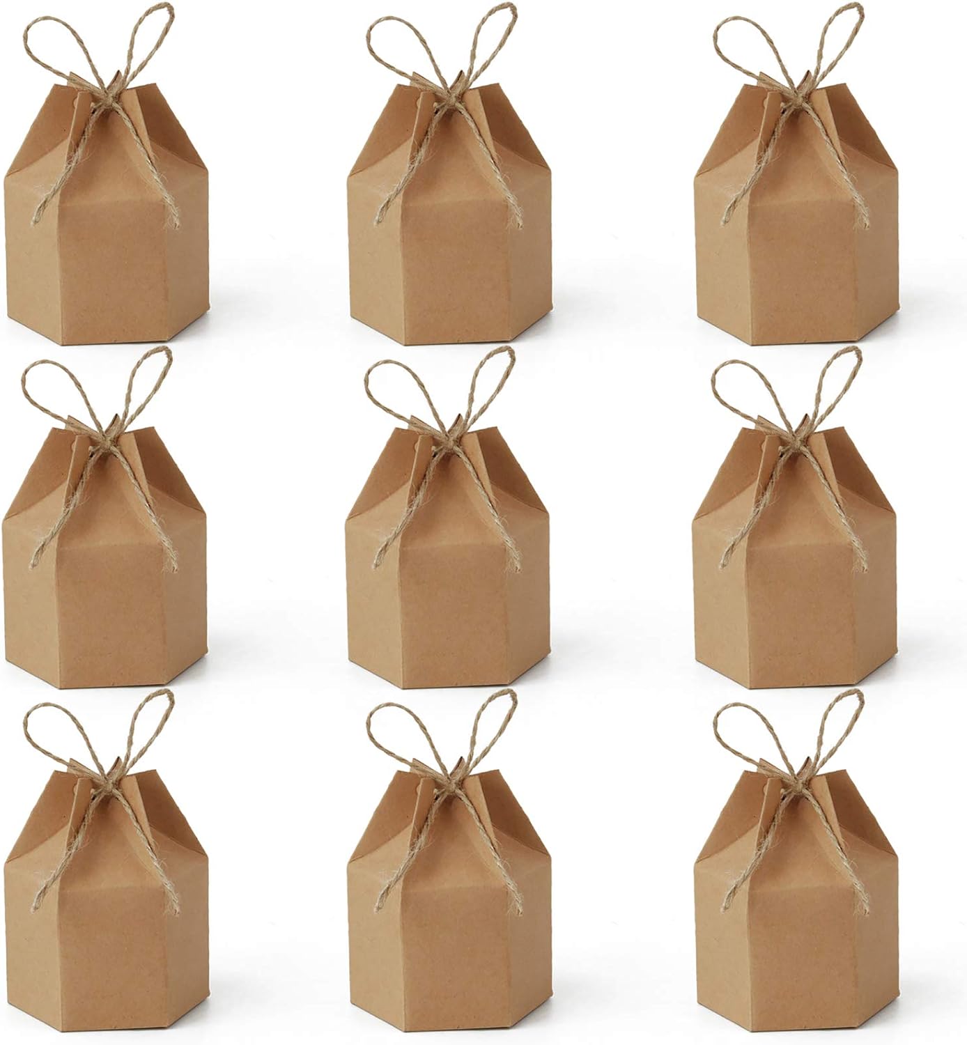 9 Pack Kraft Paper Gift Boxes with Jute String for Treats Party Wedding Favors V1258-DP02-BOL-742
