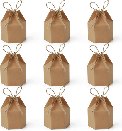 9 Pack Kraft Paper Gift Boxes with Jute String for Treats Party Wedding Favors V1258-DP02-BOL-742