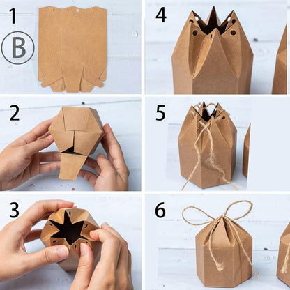 9 Pack Kraft Paper Gift Boxes with Jute String for Treats Party Wedding Favors V1258-DP02-BOL-742