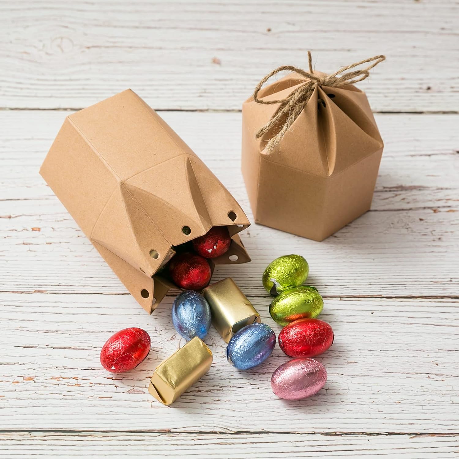 9 Pack Kraft Paper Gift Boxes with Jute String for Treats Party Wedding Favors V1258-DP02-BOL-742