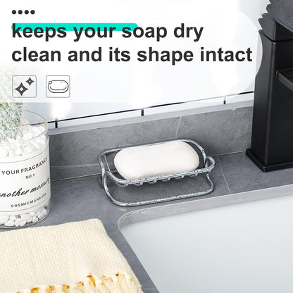 Silver Self-Draining Soap Dish for Bathroom & Shower - 1 Piece V1258-DP02-BOL-745