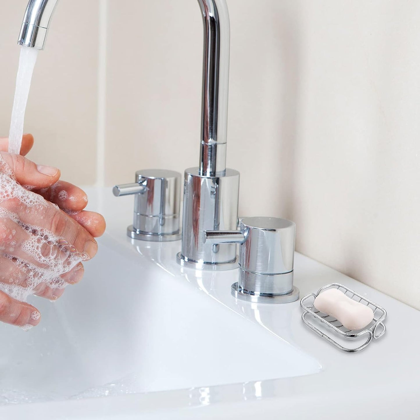 Silver Self-Draining Soap Dish for Bathroom & Shower - 1 Piece V1258-DP02-BOL-745
