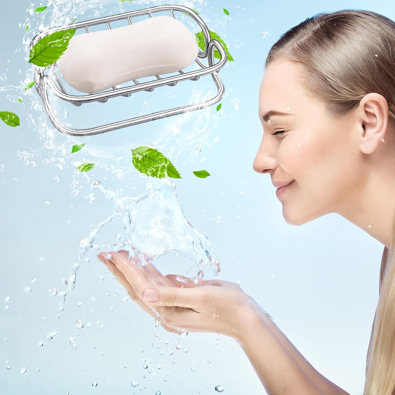 Silver Self-Draining Soap Dish for Bathroom & Shower - 1 Piece V1258-DP02-BOL-745