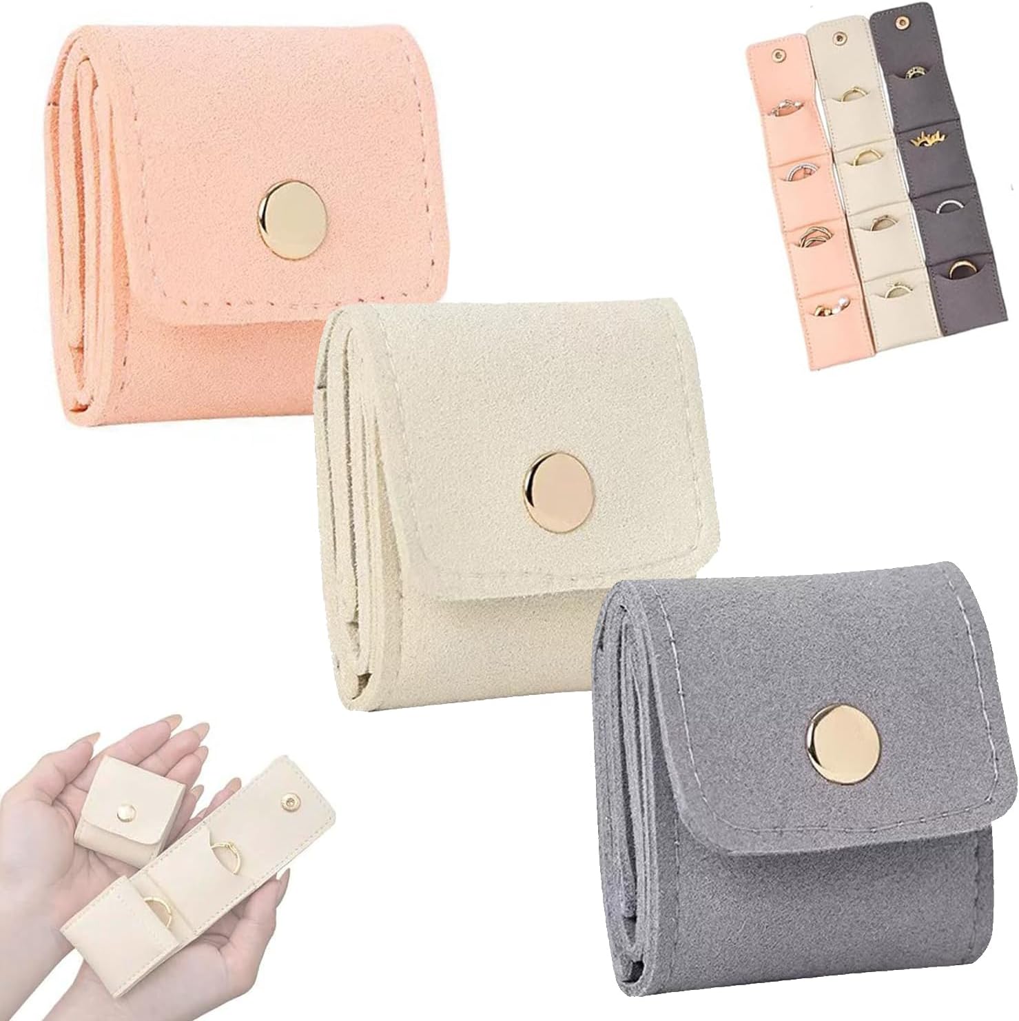 3-Piece Foldable Jewelry Organizer Case for Necklaces and Rings V1258-DP02-BOL-746