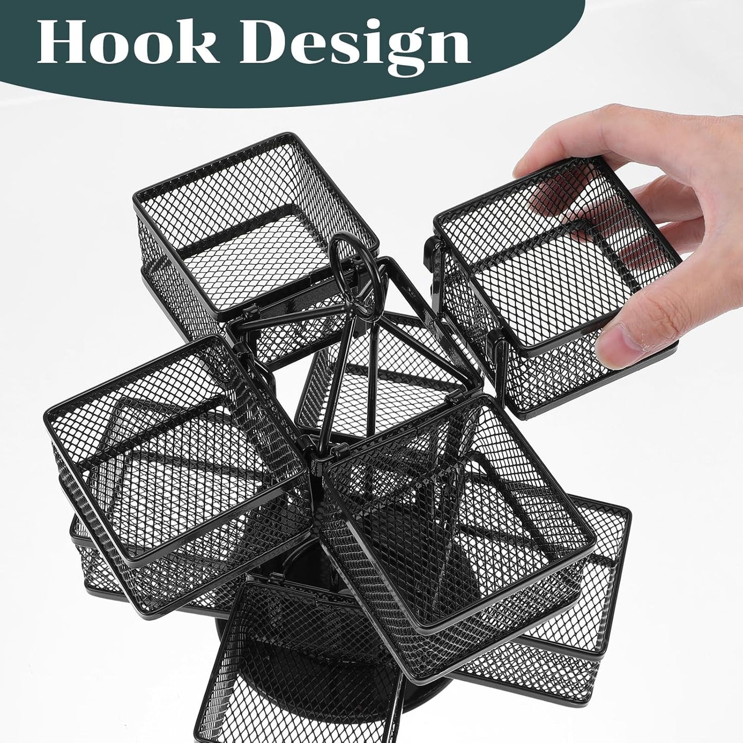 Rotating Tea Bag Organizer for 96 Sachets - Black Metal Revolving Tea Storage Holder - Luxury Kitchen & V1258-DP02-BOL-748