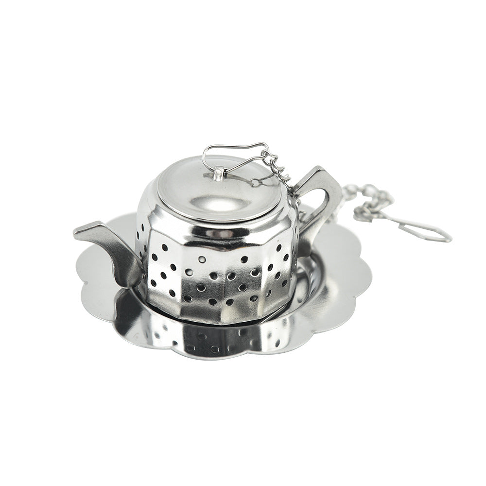 Fun Teapot Shaped Stainless Steel Loose Tea Strainer Reusable Tea Infuser Gift for Tea Lovers 1 Set V1258-DP02-BOL-749
