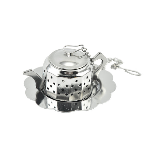 Fun Teapot Shaped Stainless Steel Loose Tea Strainer Reusable Tea Infuser Gift for Tea Lovers 1 Set V1258-DP02-BOL-749
