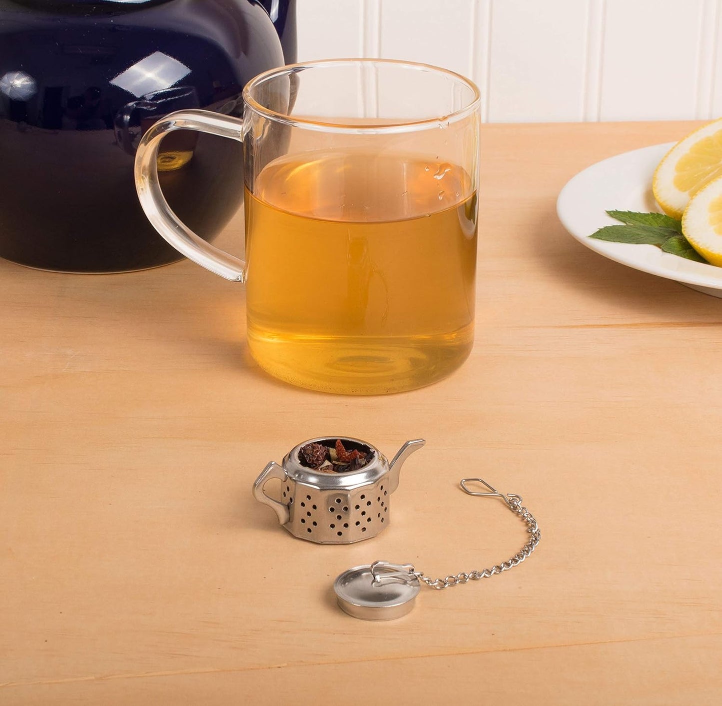 Fun Teapot Shaped Stainless Steel Loose Tea Strainer Reusable Tea Infuser Gift for Tea Lovers 1 Set V1258-DP02-BOL-749