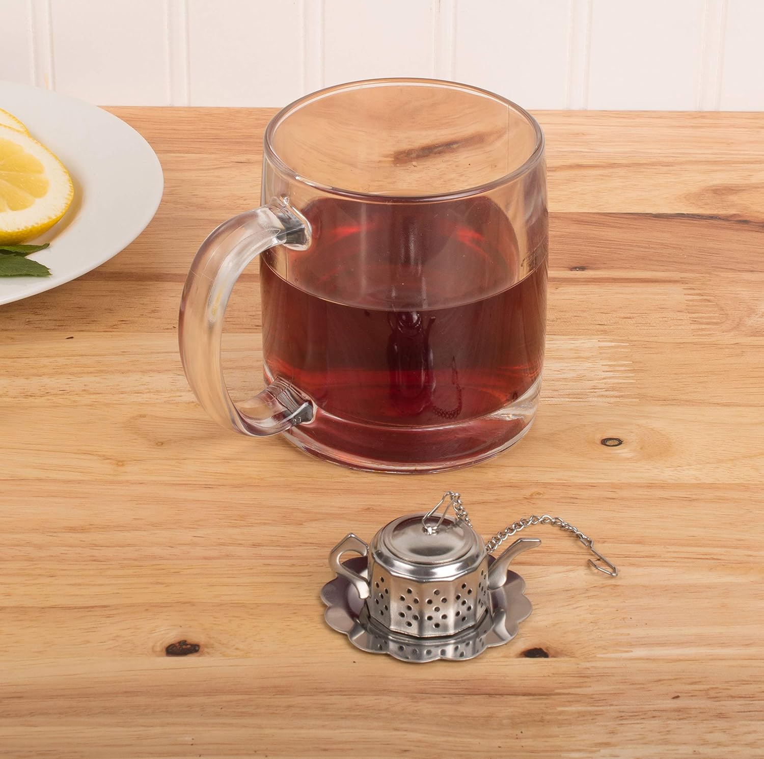 Fun Teapot Shaped Stainless Steel Loose Tea Strainer Reusable Tea Infuser Gift for Tea Lovers 1 Set V1258-DP02-BOL-749