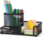 Black 3 Compartment Metal Mesh Pen Holder Desk Organizer for Office and Home Work - 1 Piece V1258-DP02-BOL-753
