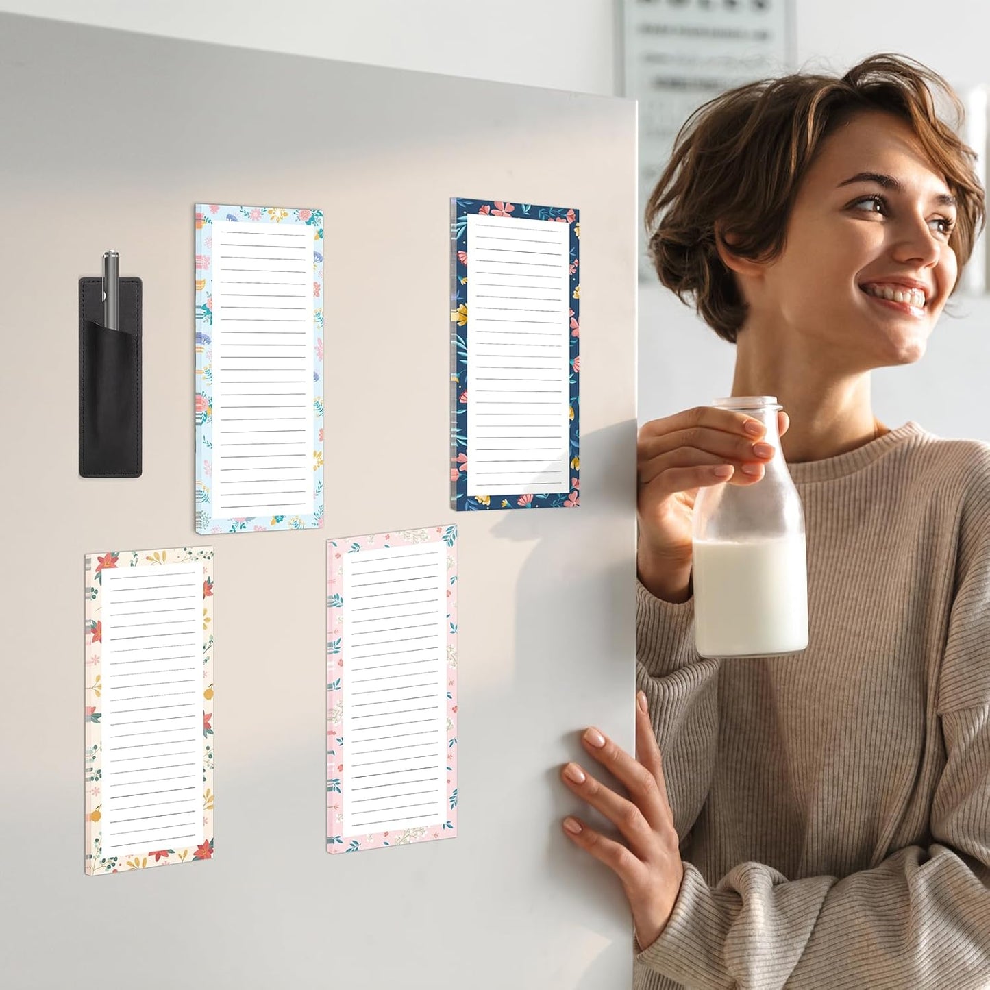Magnetic Notepads with Pen Holder - 200 Sheets - 4 Pack for Refrigerator - Ideal for Grocery Lists & To-Do V1258-DP02-BOL-754