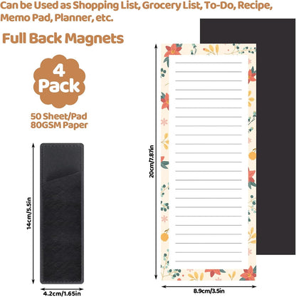 Magnetic Notepads with Pen Holder - 200 Sheets - 4 Pack for Refrigerator - Ideal for Grocery Lists & To-Do V1258-DP02-BOL-754