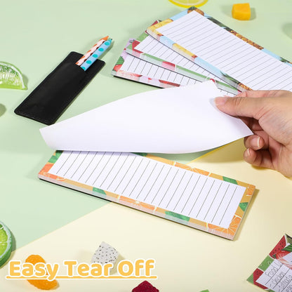 Magnetic Fruit Design Notepads 4 Pack 200 Sheets with Pen Holder for Refrigerator Grocery List V1258-DP02-BOL-755
