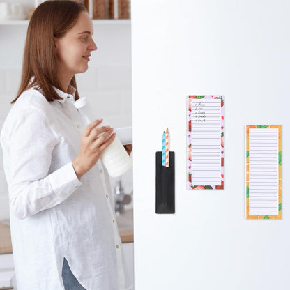 Magnetic Fruit Design Notepads 4 Pack 200 Sheets with Pen Holder for Refrigerator Grocery List V1258-DP02-BOL-755