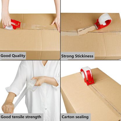 2 Pack Packaging Tape with Dispenser Strong Transparent Adhesive Tape for Boxes Moving Parcels V1258-DP02-BOL-757