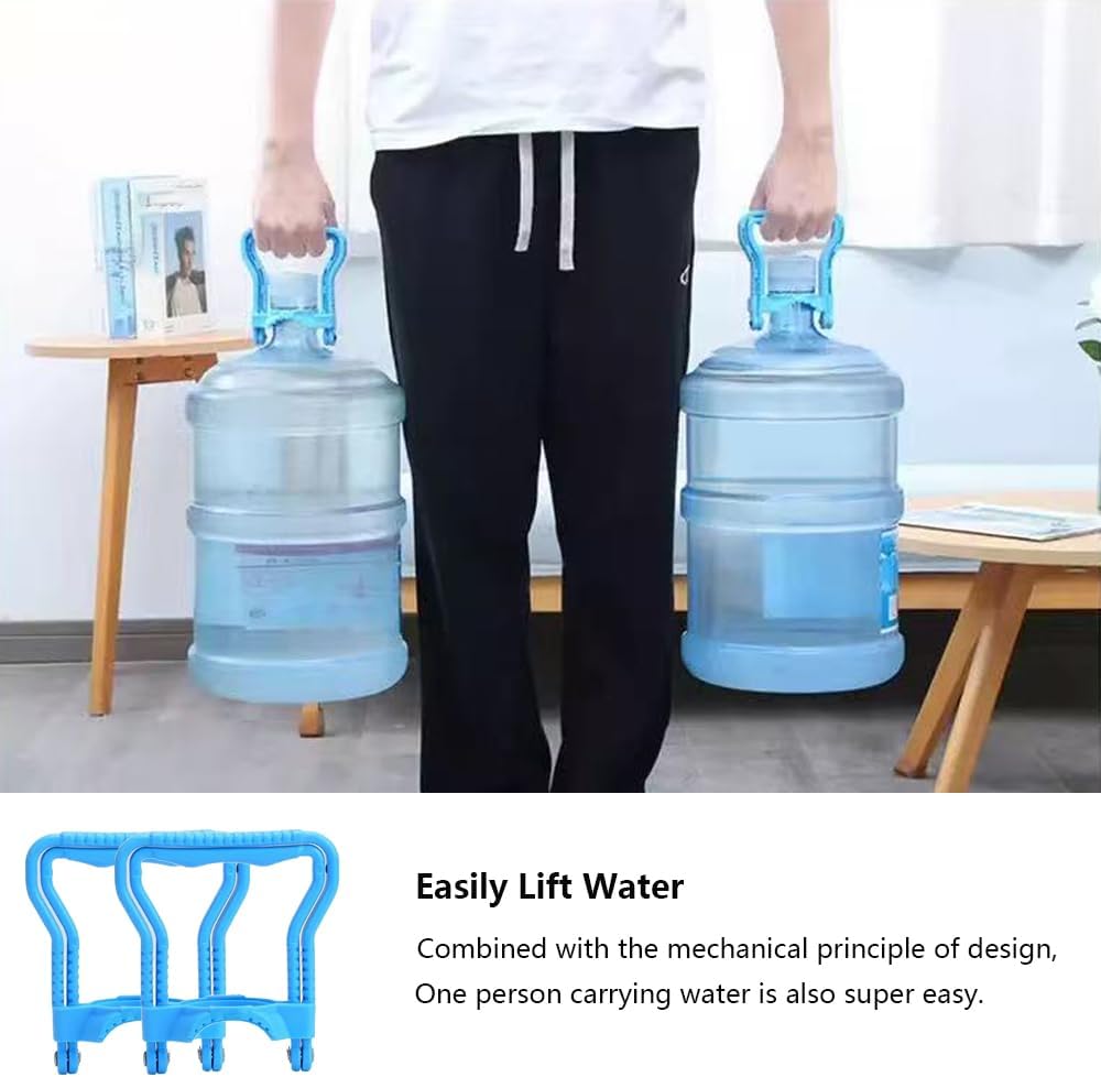 2 Pack Blue and Yellow Water Jug Handle with 5 Gallon Water Bottle Cap Heavy Kettle Clamp V1258-DP02-BOL-76