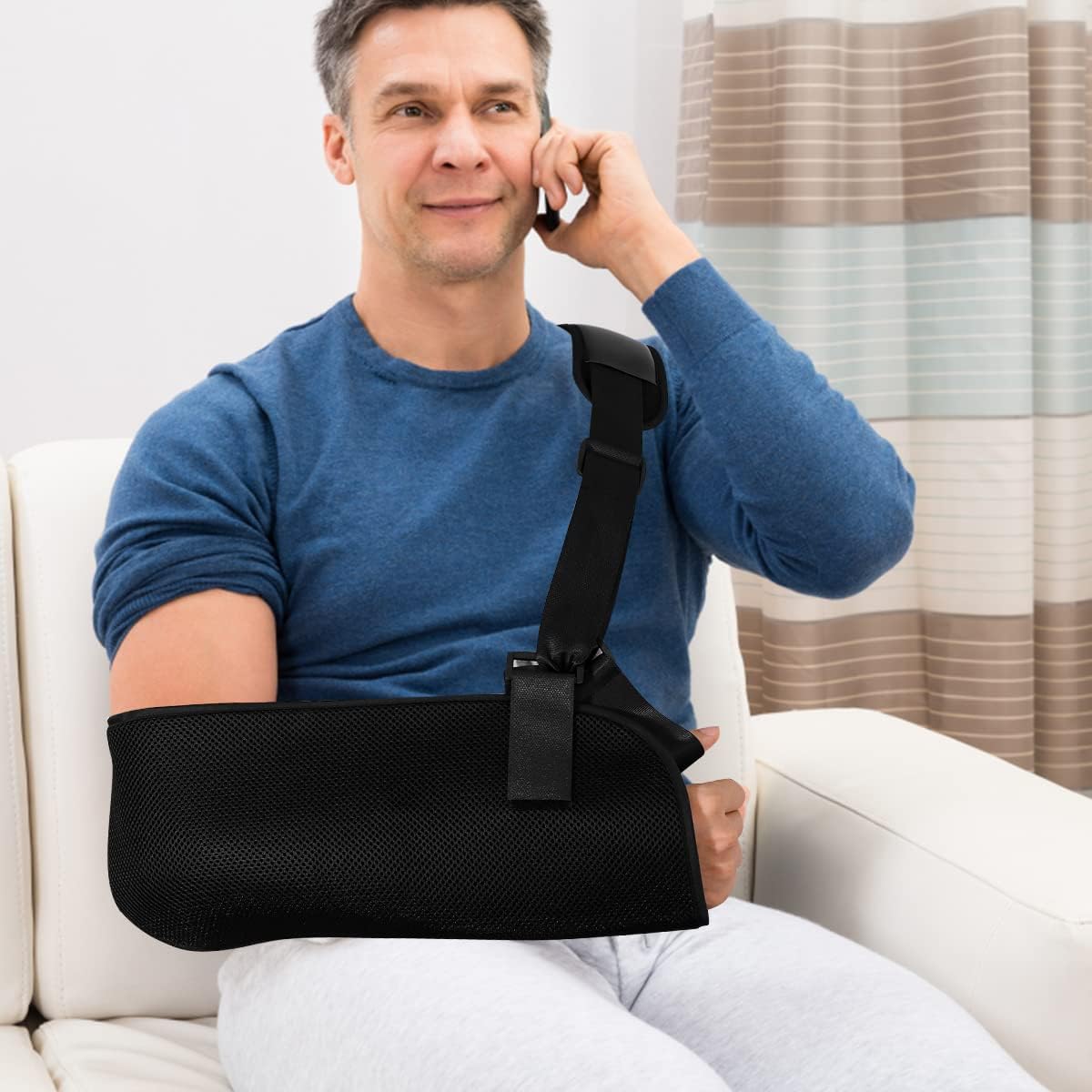 Adjustable Breathable Arm Sling Shoulder Immobilizer Support Brace Universal for Men Women Left Right Arm V1258-DP02-BOL-760