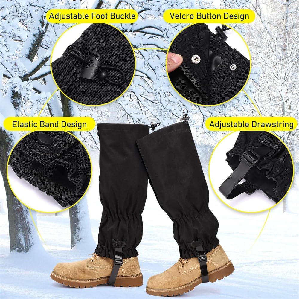 Waterproof Gaiters for Outdoor & Hiking - Protect Legs from Snow, Mud & Branches - 600D Ripstop Fabric - V1258-DP02-BOL-762
