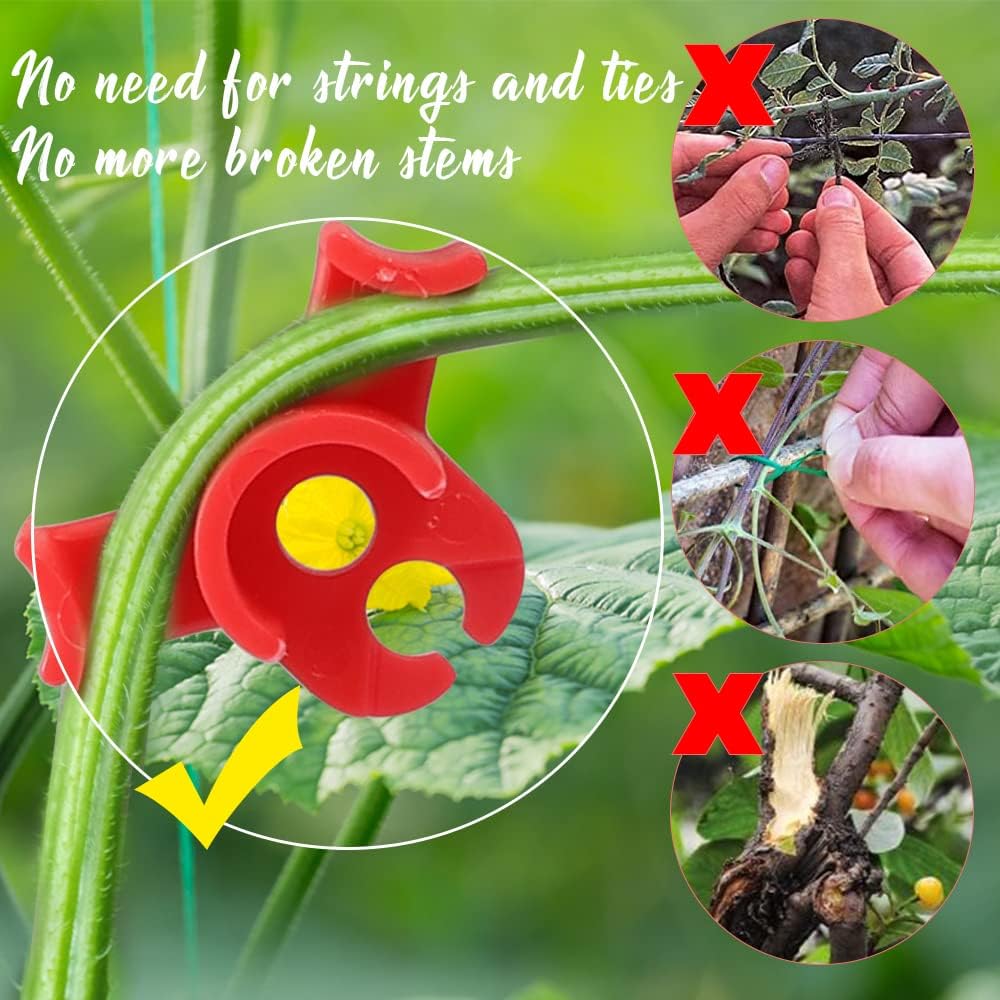 40 Pcs 90 Degree Plant Trainers Reusable Support Clips for Tomatoes Fruit Trees Greenhouse Use Red V1258-DP02-BOL-764
