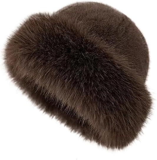 Fluffy Faux Fur Winter Hat - Soft Plush Warm Cold Weather Accessory - Brown V1258-DP02-BOL-766
