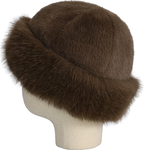 Fluffy Faux Fur Winter Hat - Soft Plush Warm Cold Weather Accessory - Brown V1258-DP02-BOL-766