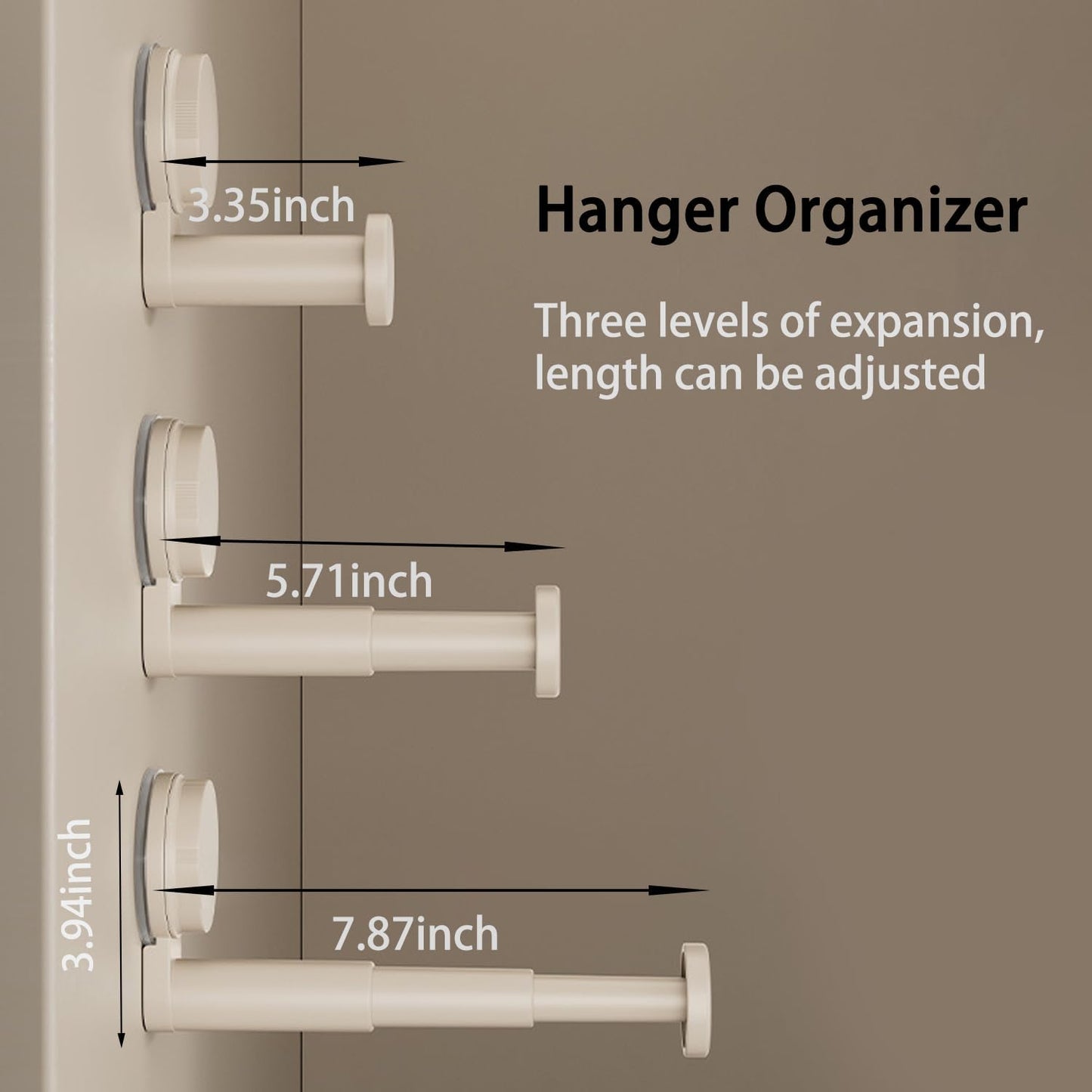 2 Pack Telescopic Rod Suction Cup Hanger Holder Wall Mounted Clothes Organizer V1258-DP02-BOL-77