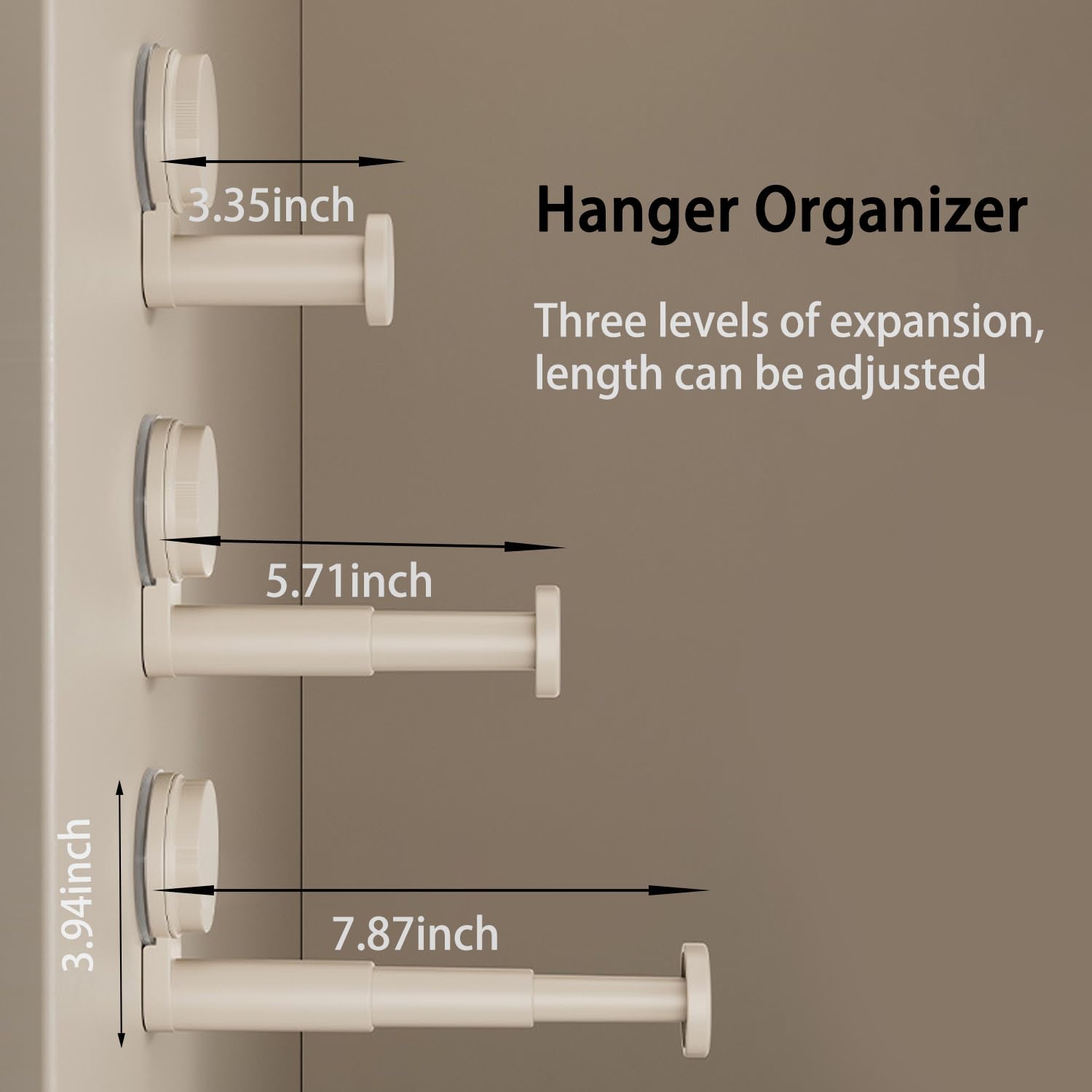2 Pack Telescopic Rod Suction Cup Hanger Holder Wall Mounted Clothes Organizer V1258-DP02-BOL-77