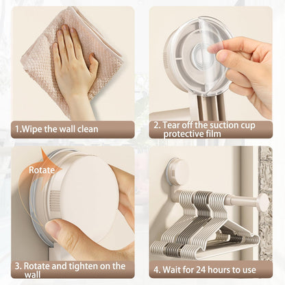 2 Pack Telescopic Rod Suction Cup Hanger Holder Wall Mounted Clothes Organizer V1258-DP02-BOL-77