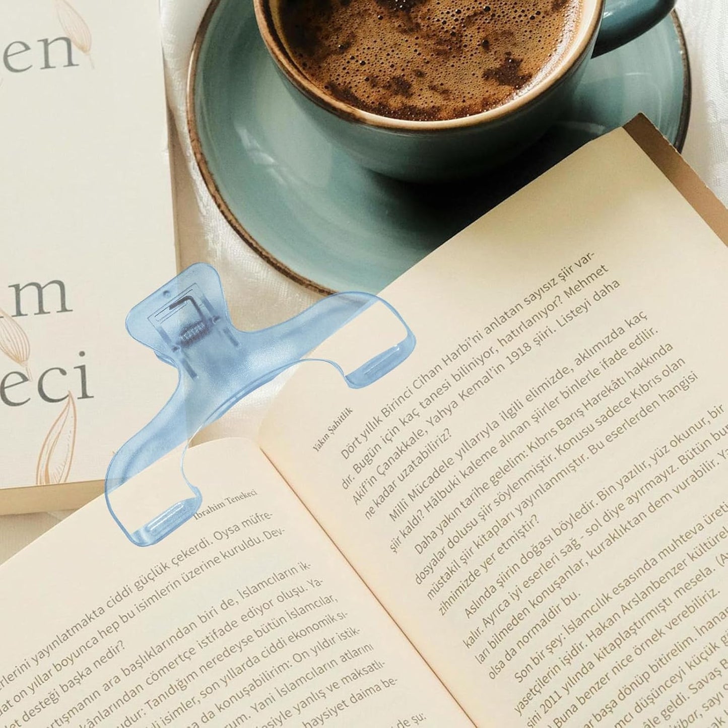 2 Pack Transparent Cookbook & Music Book Page Holders - Hands-Free Reading Clips - Blue Book Stand Accessories V1258-DP02-BOL-772