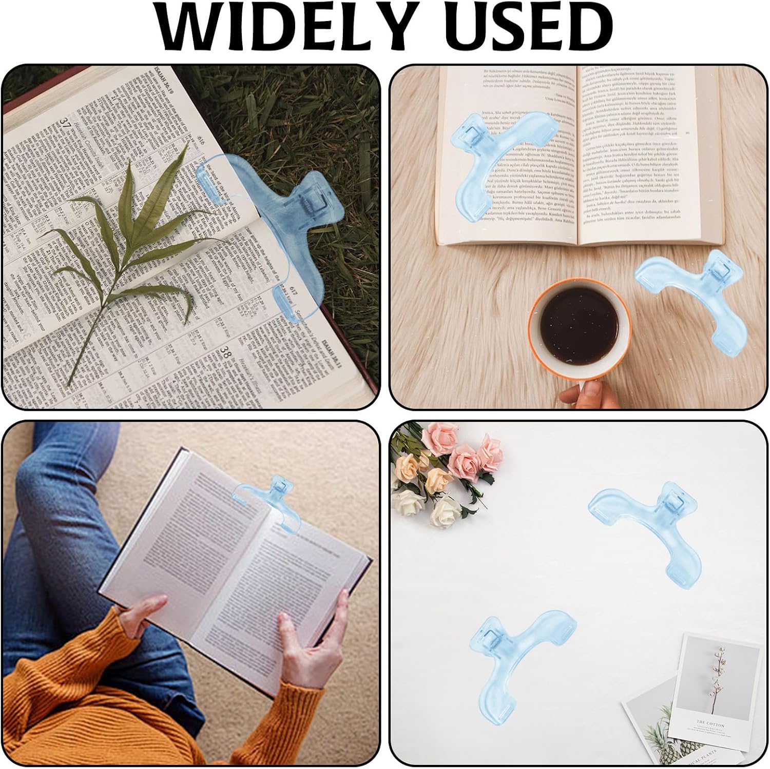2 Pack Transparent Cookbook & Music Book Page Holders - Hands-Free Reading Clips - Blue Book Stand Accessories V1258-DP02-BOL-772
