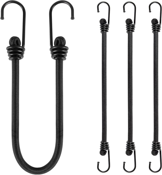 4 Pack Heavy Duty Elastic Luggage Straps with Hooks 30cm 12inch for Camping Hiking Car Bike Motorcycle V1258-DP02-BOL-779